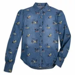 Disneyland Her Universe Chemise En Jean Mickey Et Pluto Style BD Pour Femmes