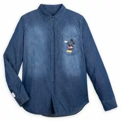 Disneyland Her Universe Chemise En Denim Mickey Et Pluto Style BD Pour Adultes