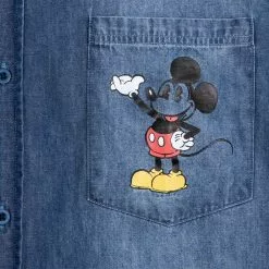 Disneyland Her Universe Chemise En Denim Mickey Et Pluto Style BD Pour Adultes -Disney Store 2403052050009M 4